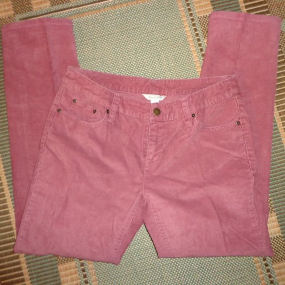 Garnet Hill Slim 5-Pocket Cord Size 2 Rose Zip/Button Closure - Picture 2 of 13